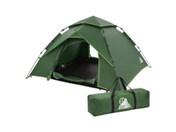 Tienda De Campaña Familiar 3-4 Personas, Verde, Impermeable Y Resistente Al Viento