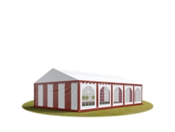 Carpa para fiestas 5x10 m, PVC 750, con base reforzada, roja y blanca, portaherramientas