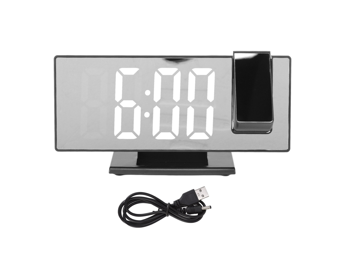 Reloj despertador digital Baok con pantalla de proyección con espejo y LED con ajuste automático para el dormitorio.
