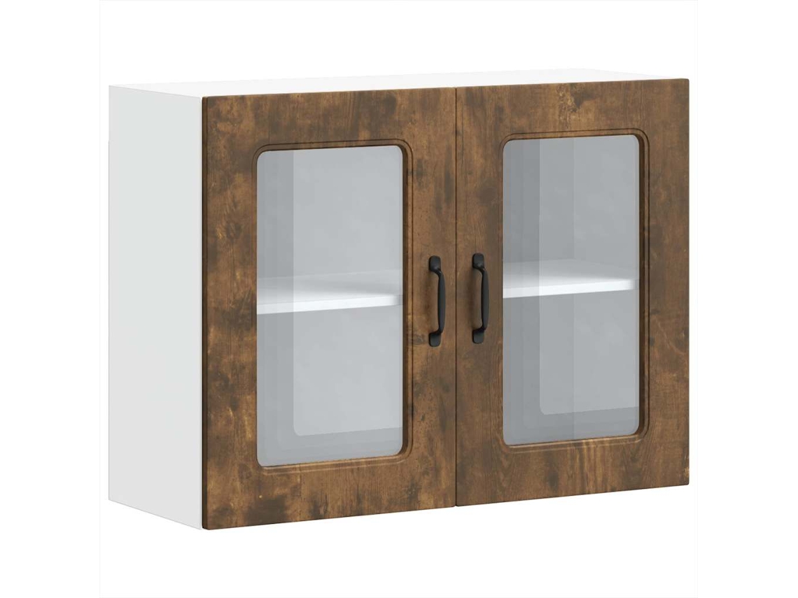 Maison Exclusive - Armario De Cocina De Pared Con Puerta De Cristal "kalmar" De, Roble Ahumado, Madera De Ingeniería