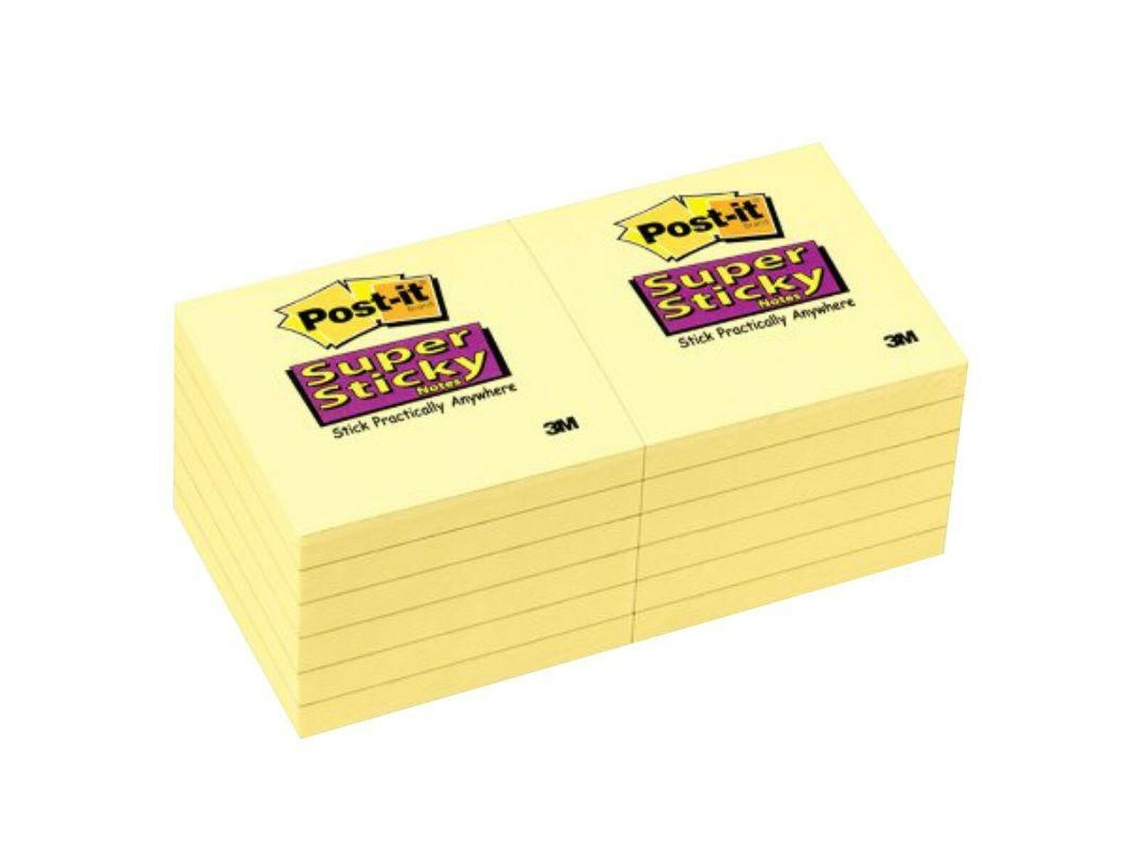 Notas adhesivas POST-IT Super Sticky Amarillo 7,6 x 7,6 cm 76 x 76 mm 12 Unidades