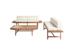 Juego de comedor para exterior Beliani Giaveno para 4 personas en madera de acacia marrón claro