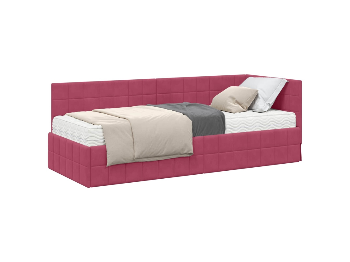 Maison Exclusive - Estructura De Cama Esquina Con Colchón 2 Pcs Verde Terciopelo