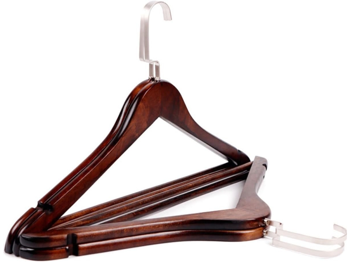 Perchas Madera Maciza Marrones Resistentes Antiarrugas Paquete 2 Abrigos Vestidos