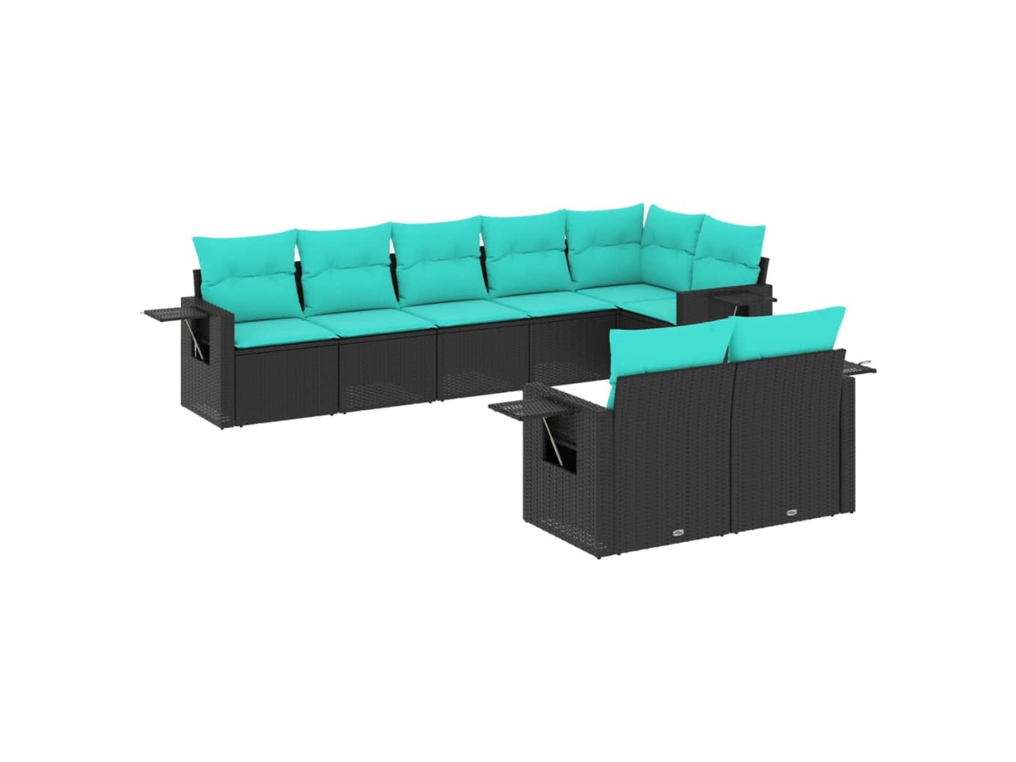 Maison Exclusive - Conjunto De Sofá De Jardín De 8 Piezas Con Cojines, De Poliratán Negro