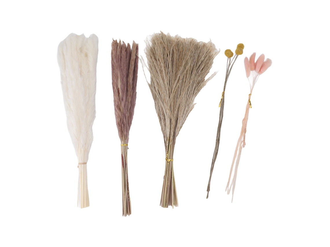 Rebe-70 Peças Ramo De Flores Secas Capim Pampas Junco Cola De Coelho Rosa Botão Amarelo Decoração Floral Seca