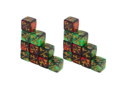 Conjunto de 20 dados de 16 mm com números de adição e subtração em plástico para o ensino da matemática.