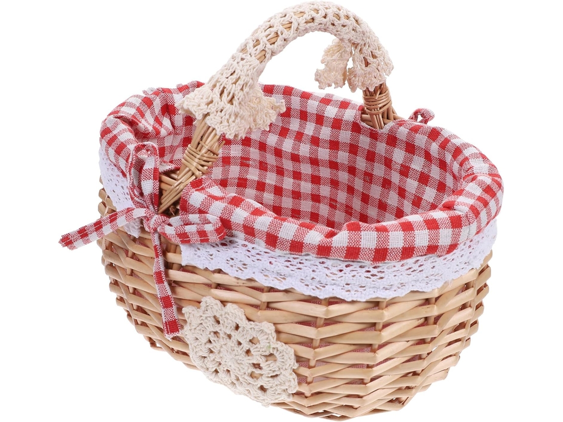 Cesta De Picnic Tejida En Material Sintético Con Asa De Transporte. Cesta De Fruta Para Uso En Exteriores Y En El Hogar