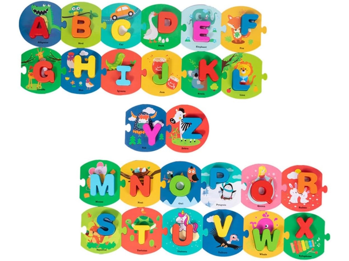 Juego Educativo De Aprendizaje De Inglés Para Niños Y Niñas, Rompecabezas De Letras De Madera