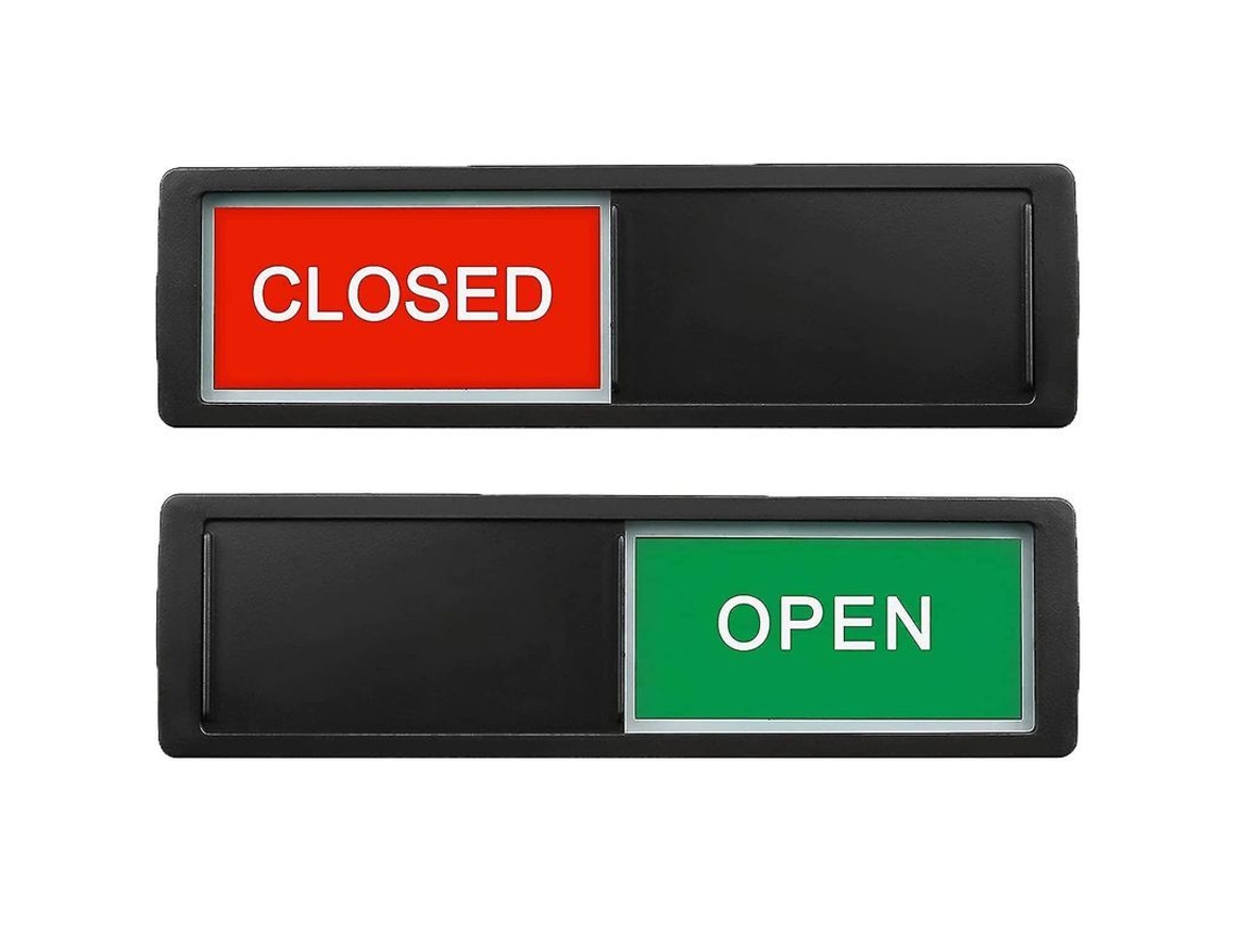 Letrero Indicador De Puerta Corrediza Abierta/cerrada Con Imán Y Adhesivo Para Tienda, Oficina, Baño, Restaurante - Negro