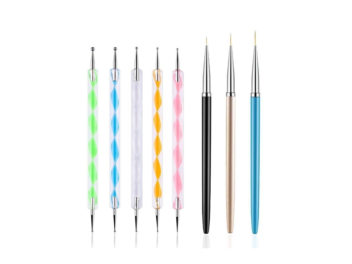 5 rotuladores para puntear con 3 pinceles para pintar uñas, herramientas de diseño para uñas