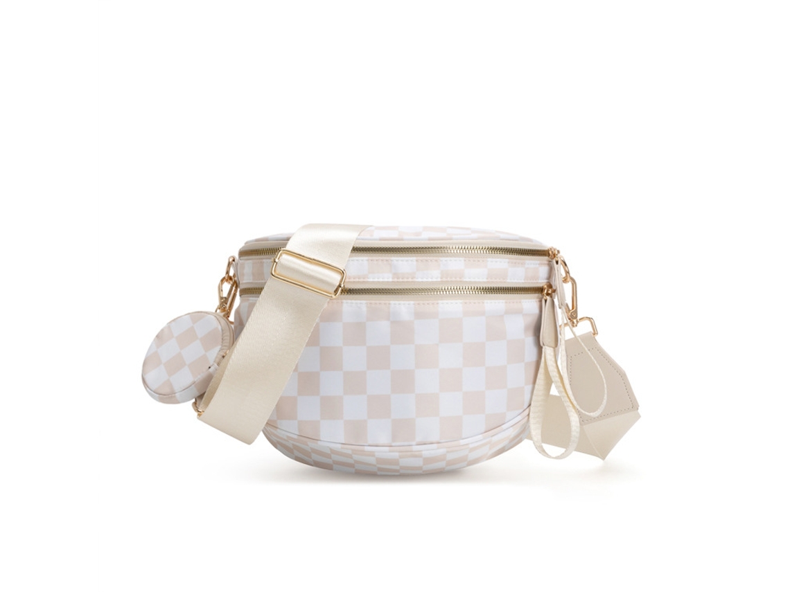 Bolso bandolera/cruzado impermeable beige a cuadros YUNZII