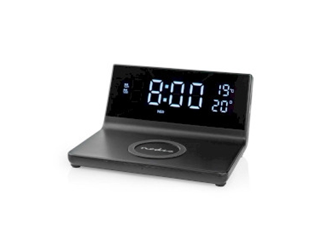 Reloj despertador con cargador inalámbrico negro