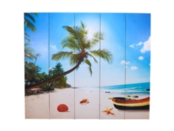 Mampara plegable con estampado de playa (200 x 170 cm, WSD712854, Adorable Home)