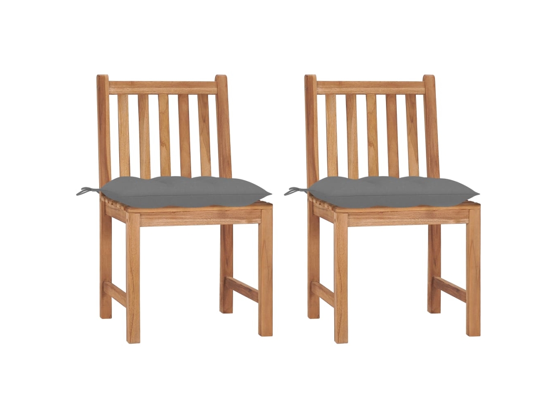 Sillas de jardín DKD Home Decor de 2 piezas con cojines, madera maciza de teca