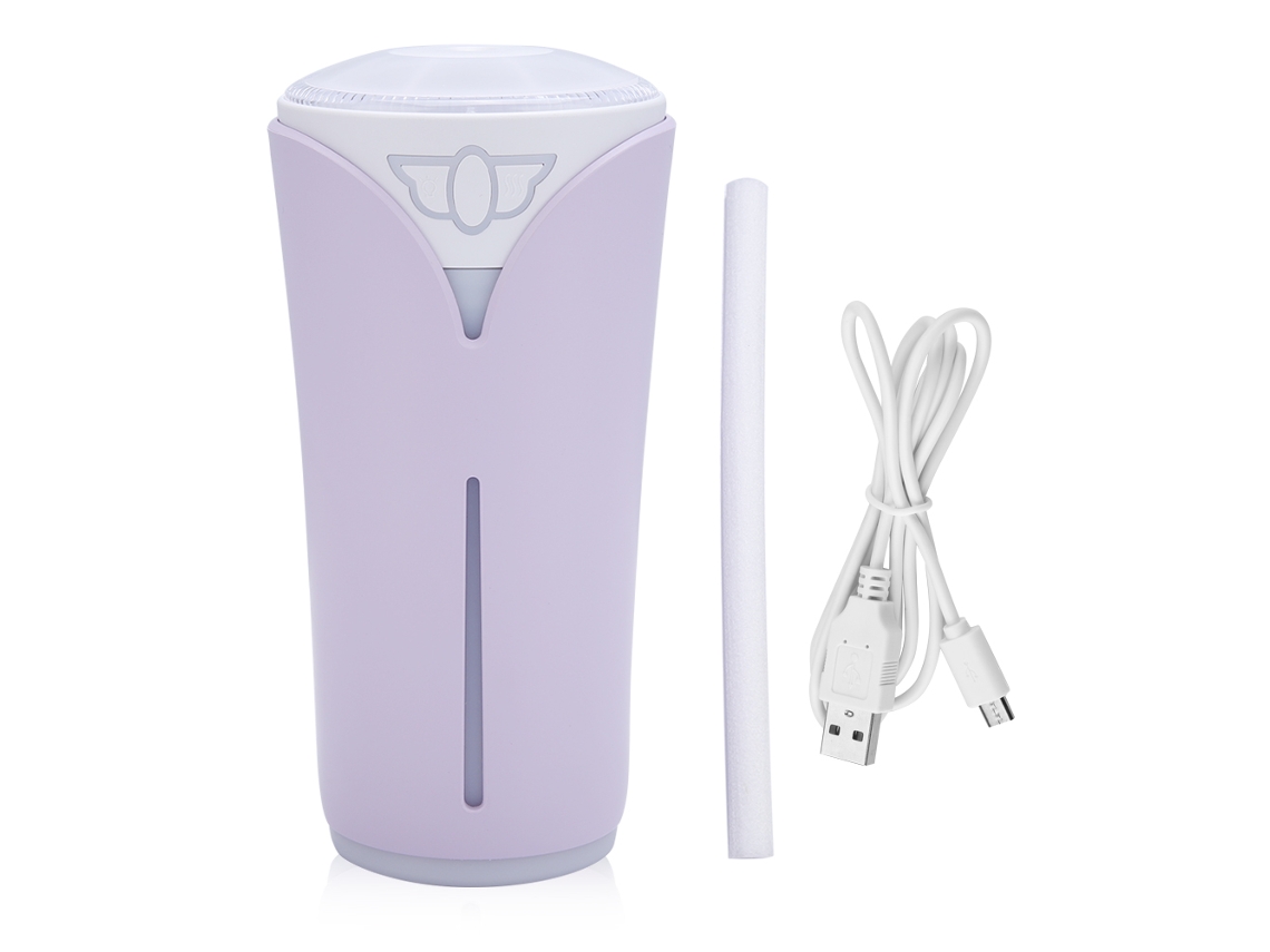 Humidificador ultrasónico de 280 ml con luz nocturna LED, USB para coche y oficina