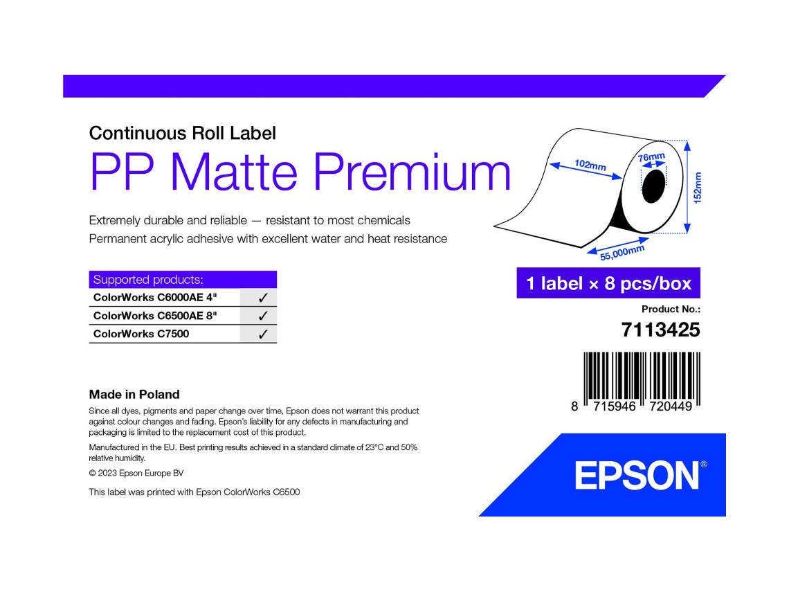 Etiqueta Impresora Blanca 7113425 para Impresora Autoadhesiva EPSON