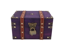 Cofre De Madera Vintage Con Cerradura Rectangular Antigua Para Guardar Joyas - Violeta