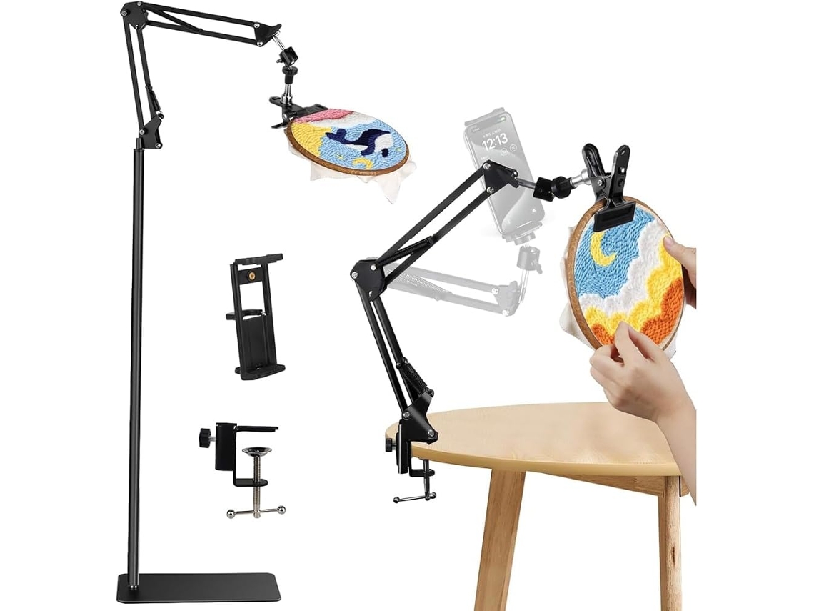 Soporte Ajustable Negro Para Aro De Bordado, Para Aro/tableta/teléfono, De Suelo.