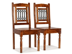 Sillas de comedor clásicas, 2 piezas, madera maciza, acabado miel, DKD HOME DECOR