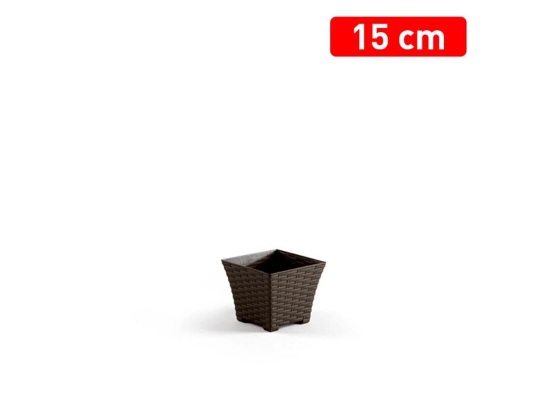 Maceta rattan cuadrada 15 cm wengue