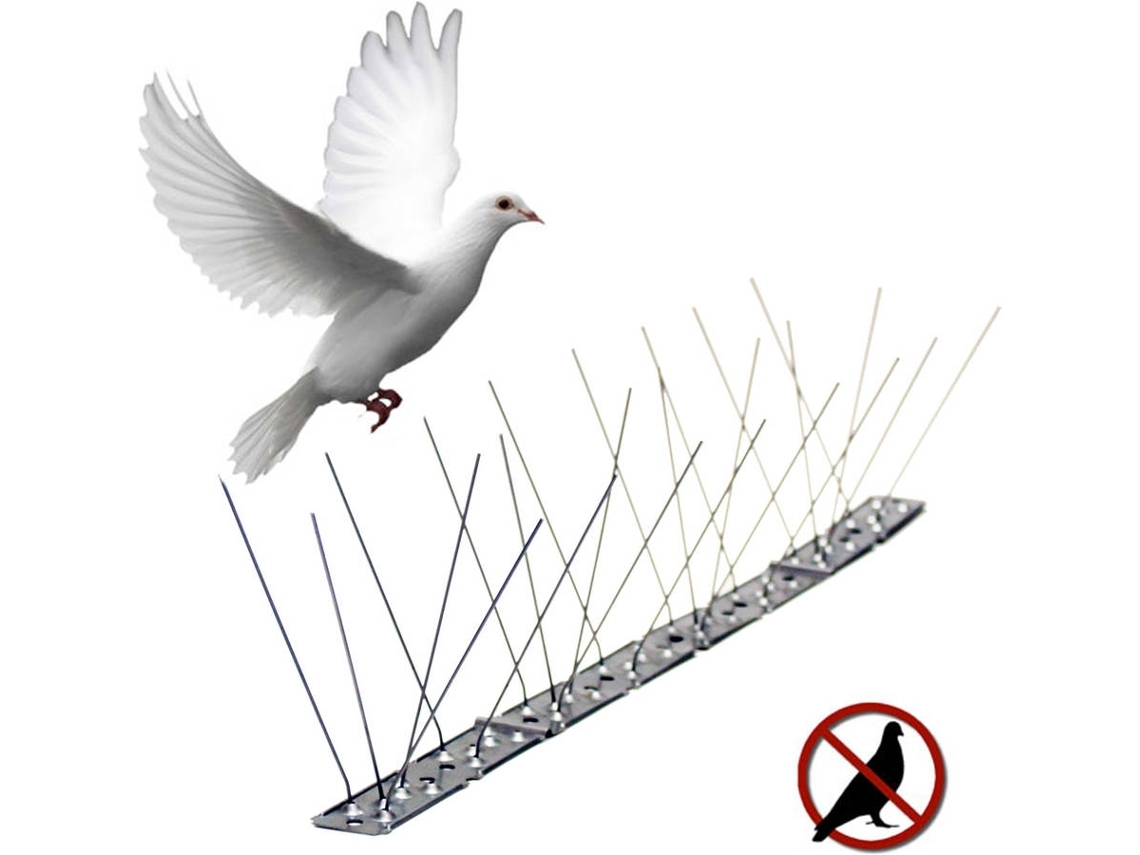 Kit Repelente De Aves De 25 Cm, Con Base Transparente Y 10 Púas De Acero Inoxidable, Apto Para Balcones Y Azoteas.