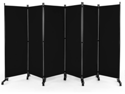 Biombo de Dormitorio de 6 Paneles, Separador de Ambientes Plegable, Pantalla de Privacidad Rodante de 172 cm con Ruedas Bloqueables COSTWAY