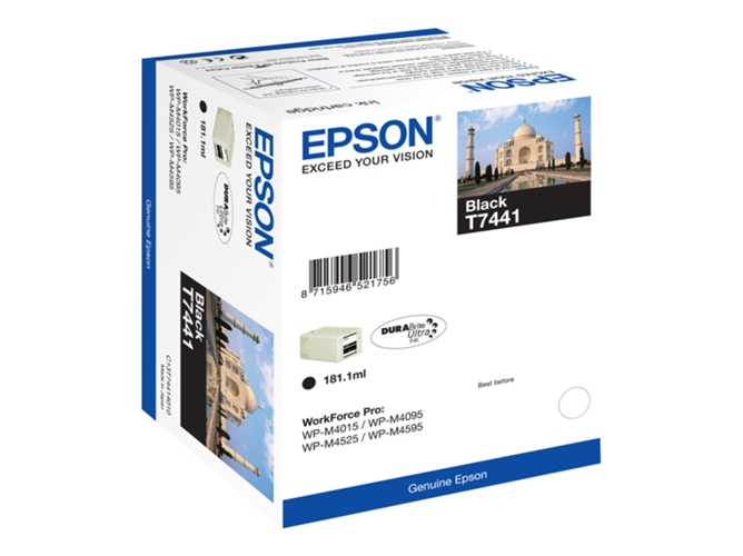Cartucho de tinta original EPSON T7441, Taj Mahal 181,1 ml , Negro, Alta, XXL, C13T74414010