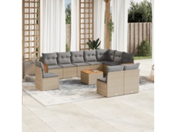 Conjunto de sofá de jardín de 11 piezas con cojines, mimbre sintético beige, DKD Home Decor