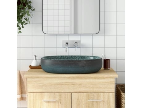MAISON EXCLUSIVE Lavabo sobre encimera ovalado cerámica turquesa 59x40x14 cm