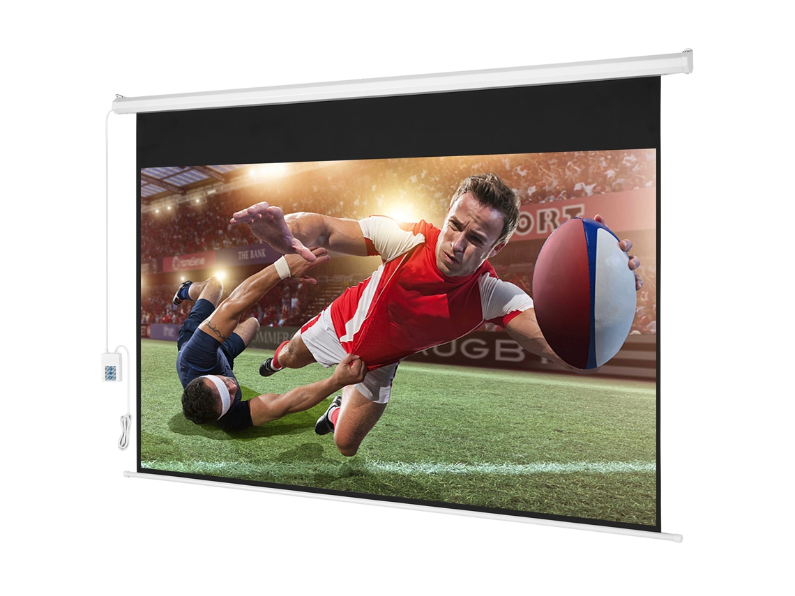 Pantalla de proyector motorizada eléctrica Succebuy de 100 pulgadas, 16,9 pulgadas, 4K, 1080 HD, con control remoto.