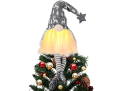 Adorno Para La Cima Del Árbol De Navidad Con Luces, Elfo Iluminado De 35 Cm. Decoración Navideña.