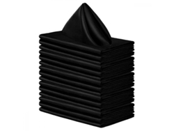 Rebe-16 Servilletas De Seda Cuadradas, 40x40cm, Satinada, Color Negro, Para Bodas, Cenas Y Eventos Formales Negro