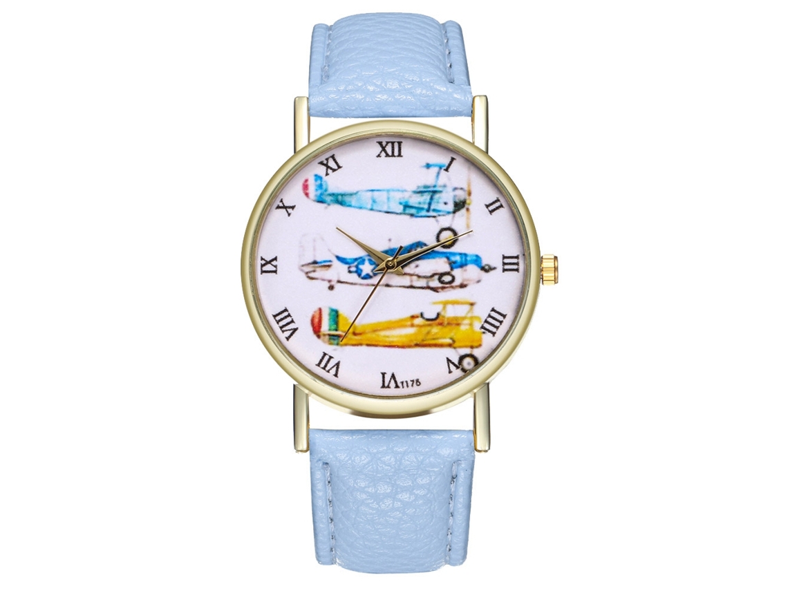 Reloj De Pulsera De Cuero Analógico De Quartzo Zhoulianfa Para Hombres Y Mujeres (azul Claro)
