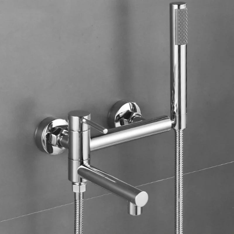 Grifo De Bañera Y Ducha (aleación De Cromo) Con Caño Giratorio Y Cabezal De Ducha De Mano.