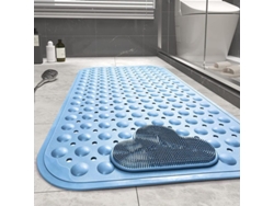 Alfombrilla de baño antideslizante Linjou 2026 de 70x40 cm con orificios de drenaje, ventosas y partículas de masaje - Azul