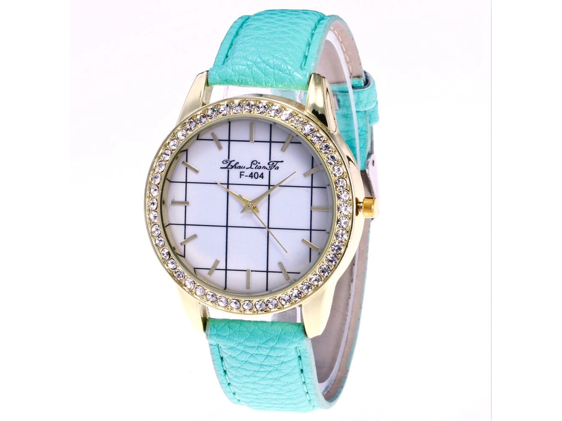 Reloj De Pulsera Casual De Cuarzo Para Mujer Zhoulianfa Con Diamantes De Imitación, Esfera Redonda, Color Verde Menta.