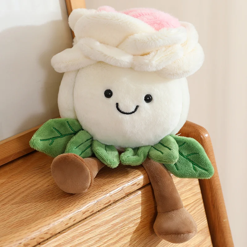 (rosa Branca 22cm) Rosa De Pelúcia De Desenho Animado De 22cm Com Pernas