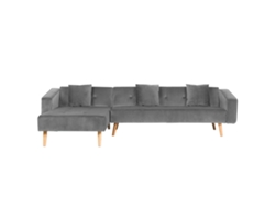 Sofá esquinero BELIANI Vadso de Terciopelo Gris 303x98x72