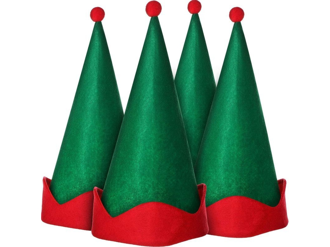 Sombreros De Elfo De Fieltro Verde Con Pompon Rojo Para Fiesta Navideña Y Celebraciones