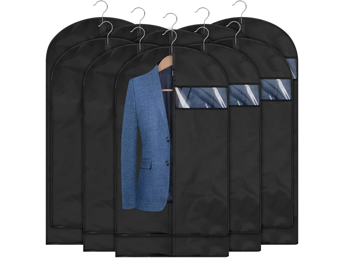 Bolsas para ropa Chrui de 99 cm con bolsillos transparentes (paquete de 10, negras)