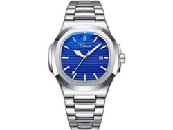 Reloj de pulsera impermeable de acero inoxidable de cuarzo con fecha de lujo para hombres y mujeres