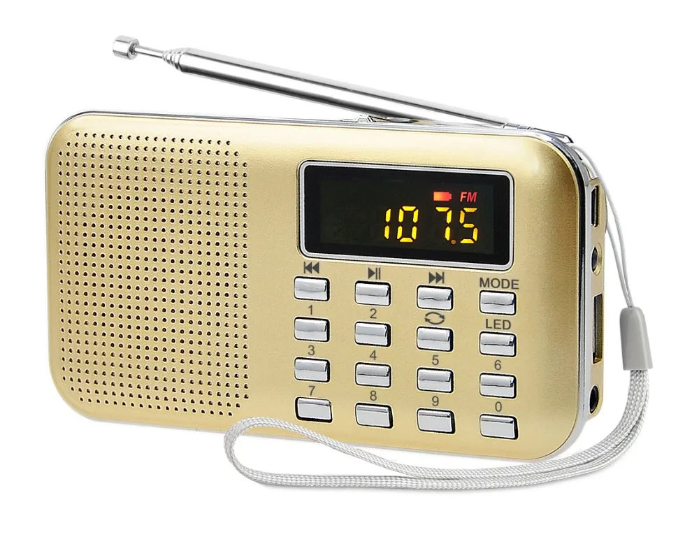 (oro) Altavoz De Radio Fm De Alta Fidelidad Con Ranura Para Tarjeta Tf, Interfaz Usb Y Otras Funciones.