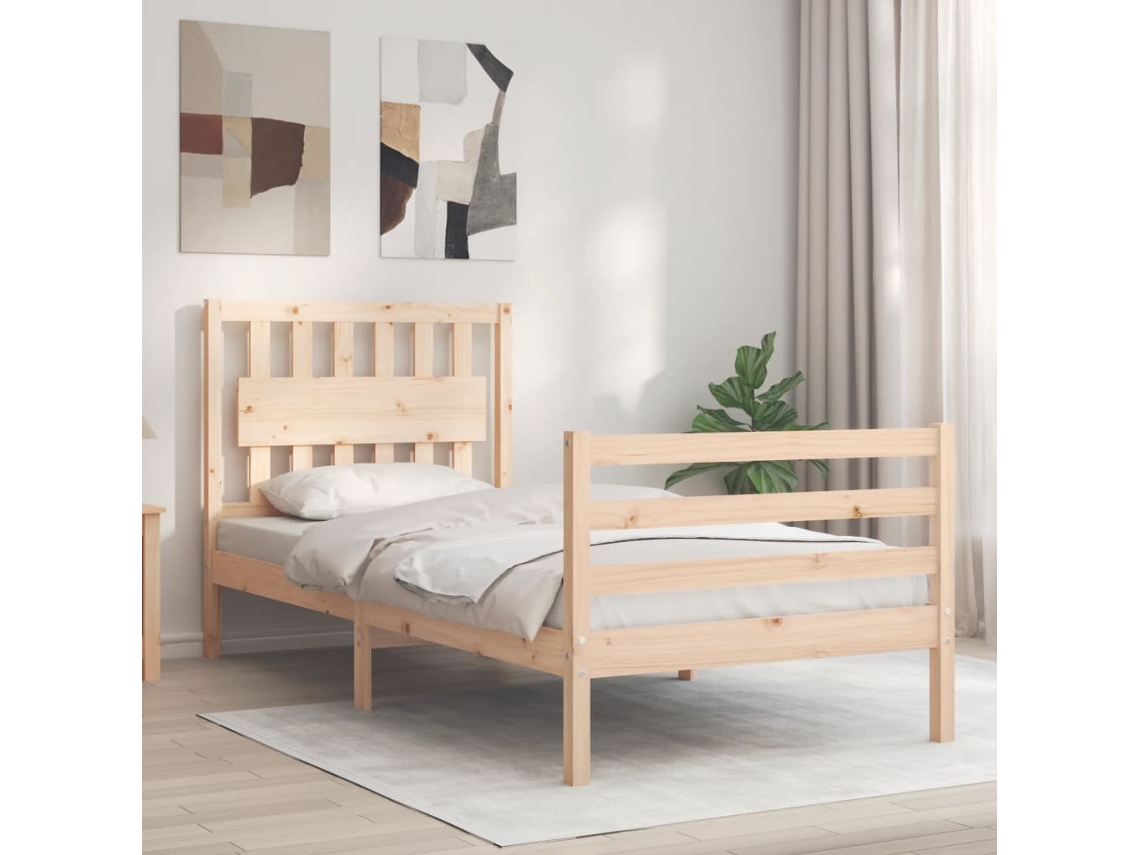 Marco de Cama con Cabecero Madera Marrón (90x200cm)