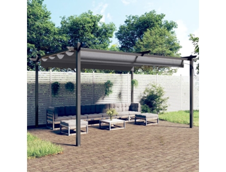 MAISON EXCLUSIVE Cenador de jardín con techo retráctil gris antracita 4x3 m