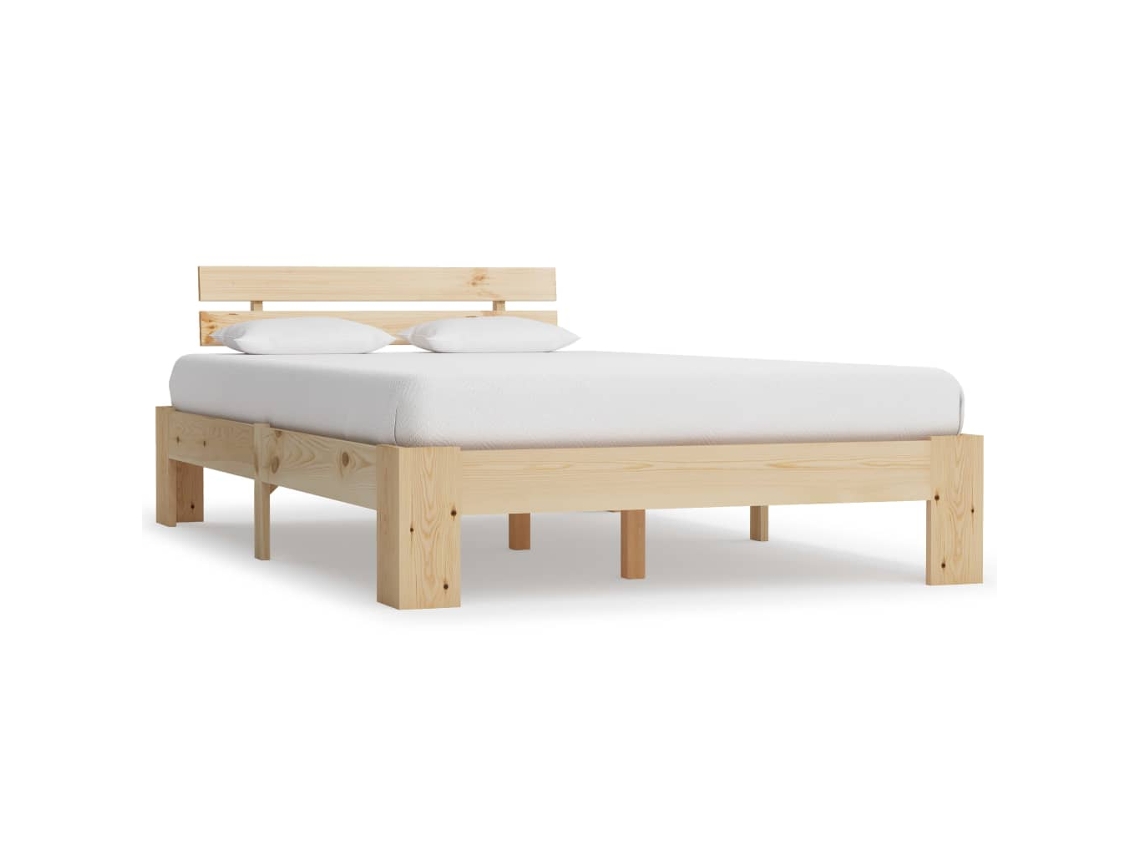 Estructura De Cama Sin Colchón Madera Maciza De Pino 120x200 Cm