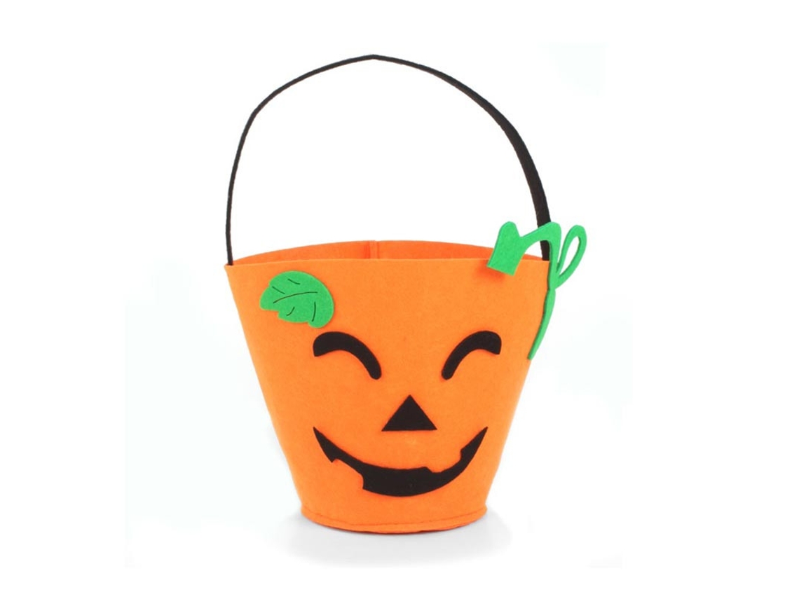 Cesta para dulces Happy Calabaza de fieltro de 14,5x10 cm