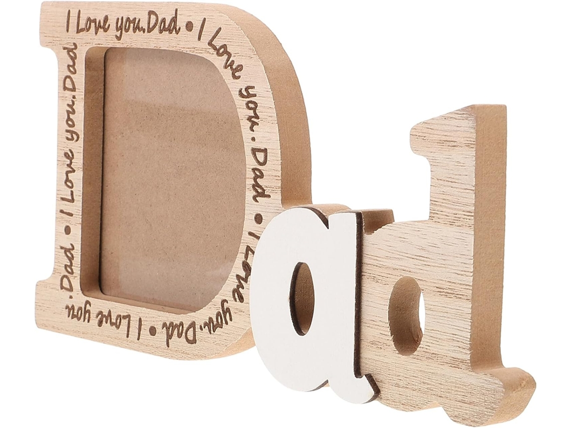 Marco de fotos de madera con forma de corazón, decoración rústica, ideal para la decoración de la oficina y como regalo para papá - GOKOCO