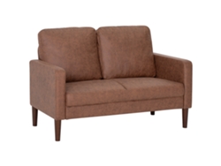 Sofá De 2 Plazas Tapizado En Microfibra Con Patas De Madera Reposabrazos 130x78x85 Cm Marrón