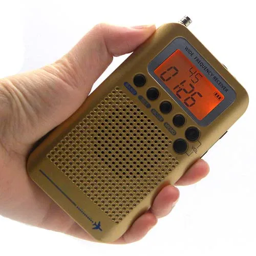 Radio Vhf Portátil De Banda Completa Para Aeronaves (dorada), Radio Fm, Am Y Sw, Con Dos Despertadores